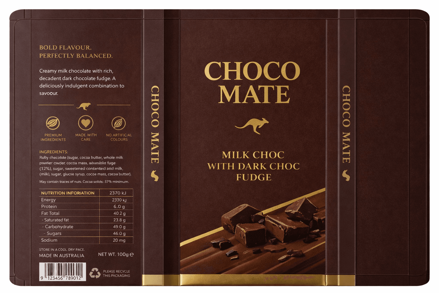 Milk Choc with Dark Choc Fudge — full packaging