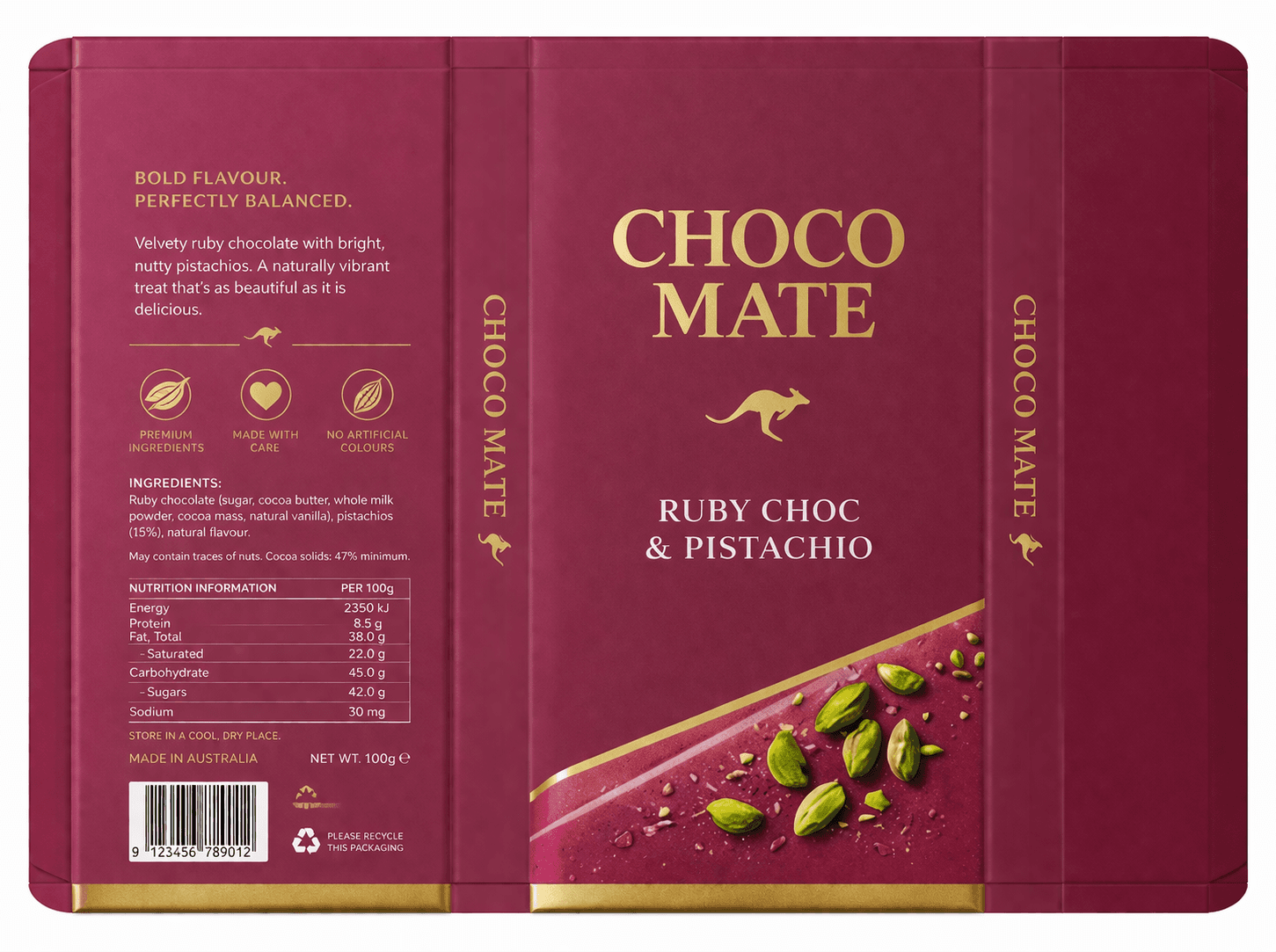 Ruby Choc & Pistachio — full packaging