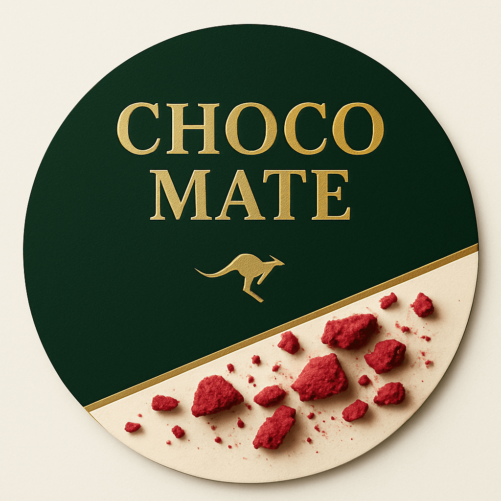 White Choc & Freeze-Dried Raspberry badge